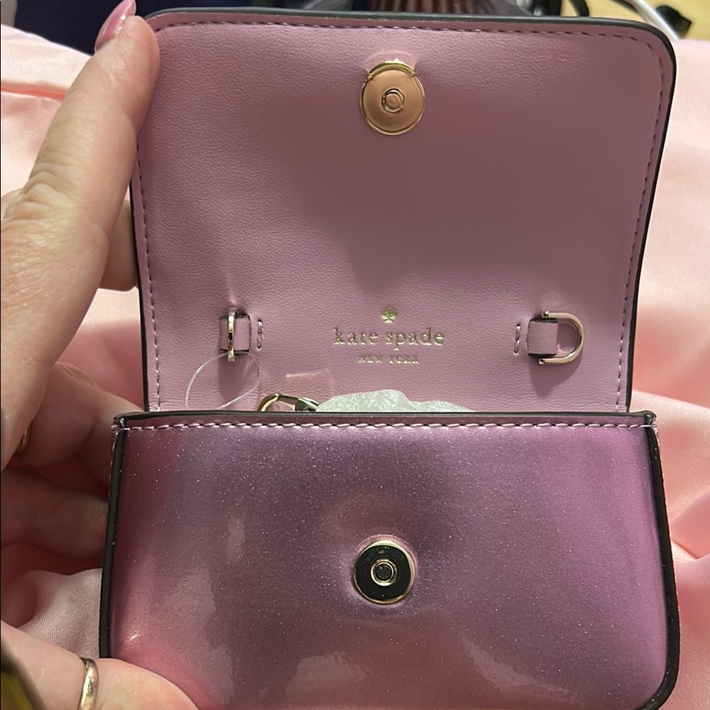 Kate Spade Kenzie Purple Metallic Micro Bag/Card Holder NWT $199 retail - Picture 6 of 11
